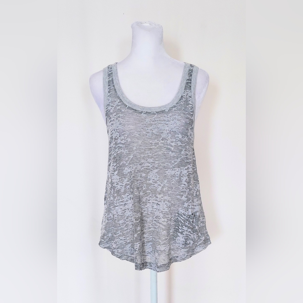 Mango Casual Sportswear Racer Back Tank Top Size Medium Semi Sheer Gray